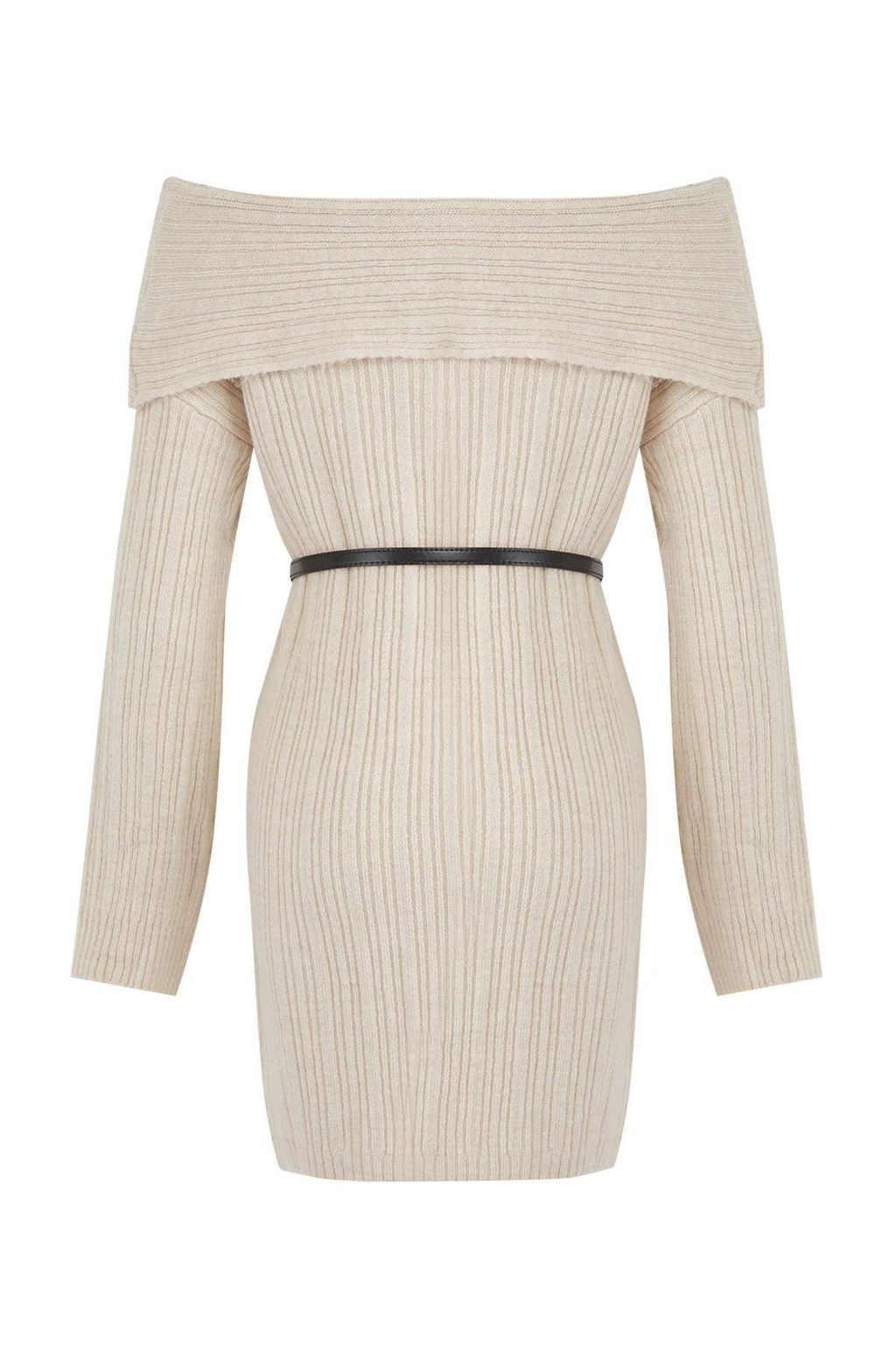 Tas Duz Mini Yumusak Dokulu Carmen Yaka Triko Elbise TWOAW26EL00012 - Trendyolmilla фото 12