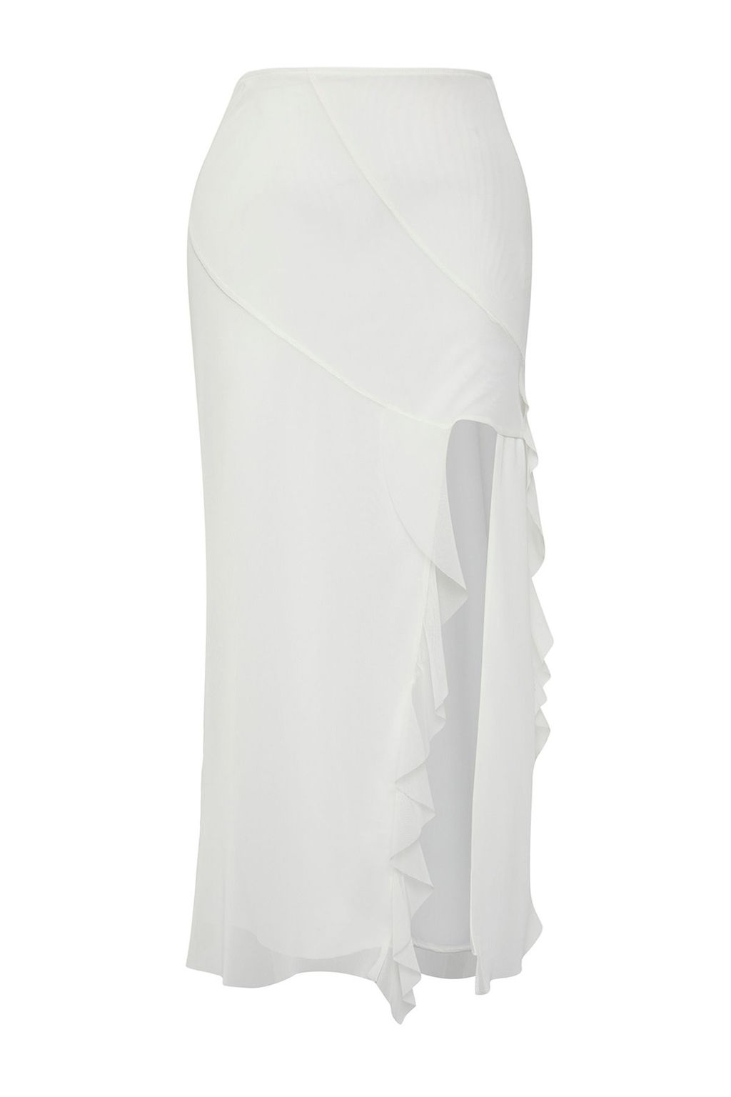 TRENDYOLMILLA Limited Edition Ekru Y?rtmac ve F?rf?r Detayl? Astarl? Esnek Midi Orme Tul Etek TWOSS25ET00089 фото 3