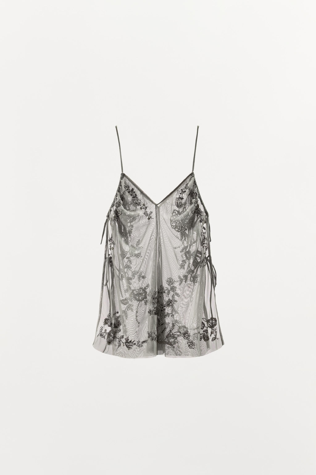 TOP BORDADOS LENTEJUELAS / Gris claro - Zara фото 9