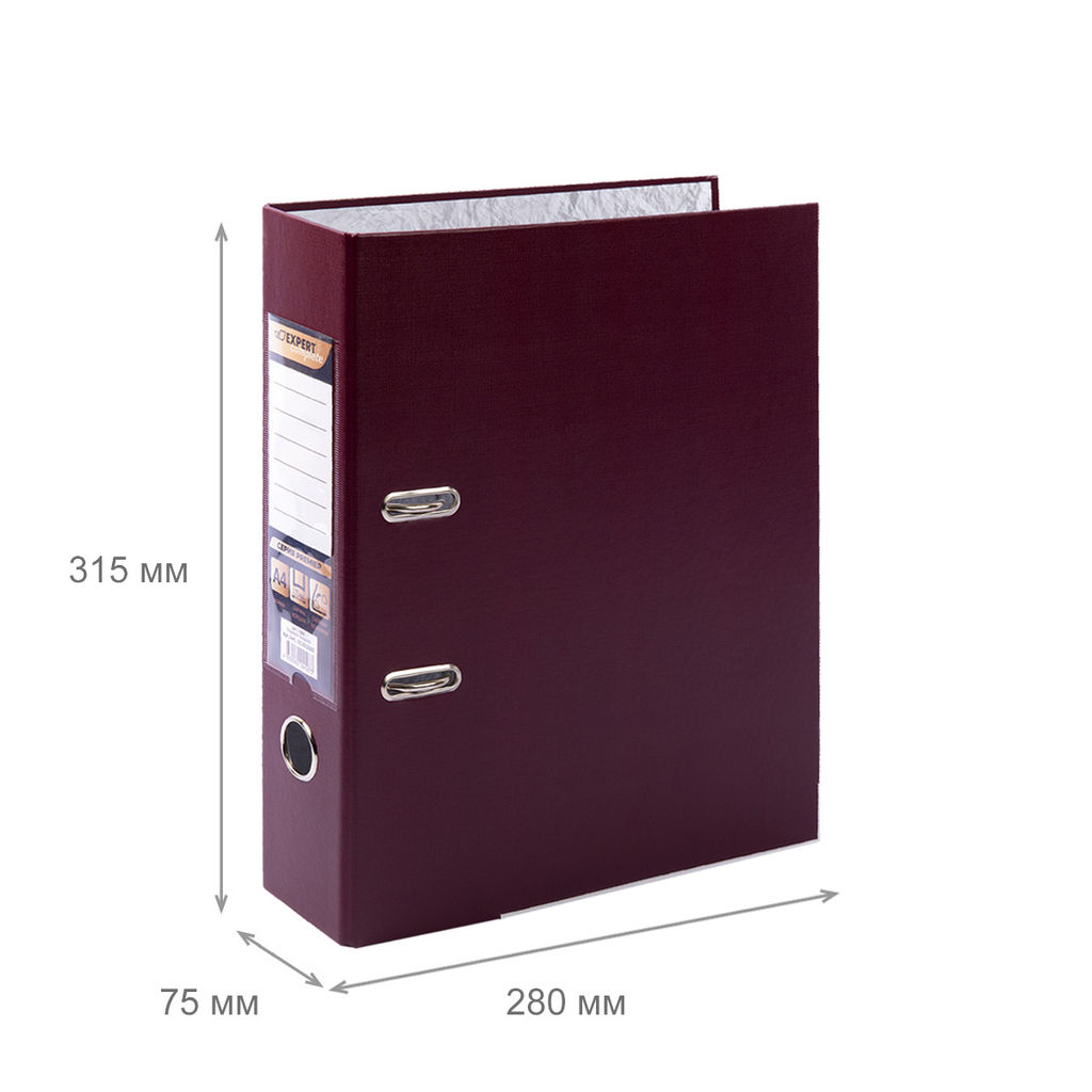 Expert Complete Регистратор PVC, мет.уг. 75 мм 50 шт. Premier A4 арочный механ. (разб.) лён бордовый EC1012265