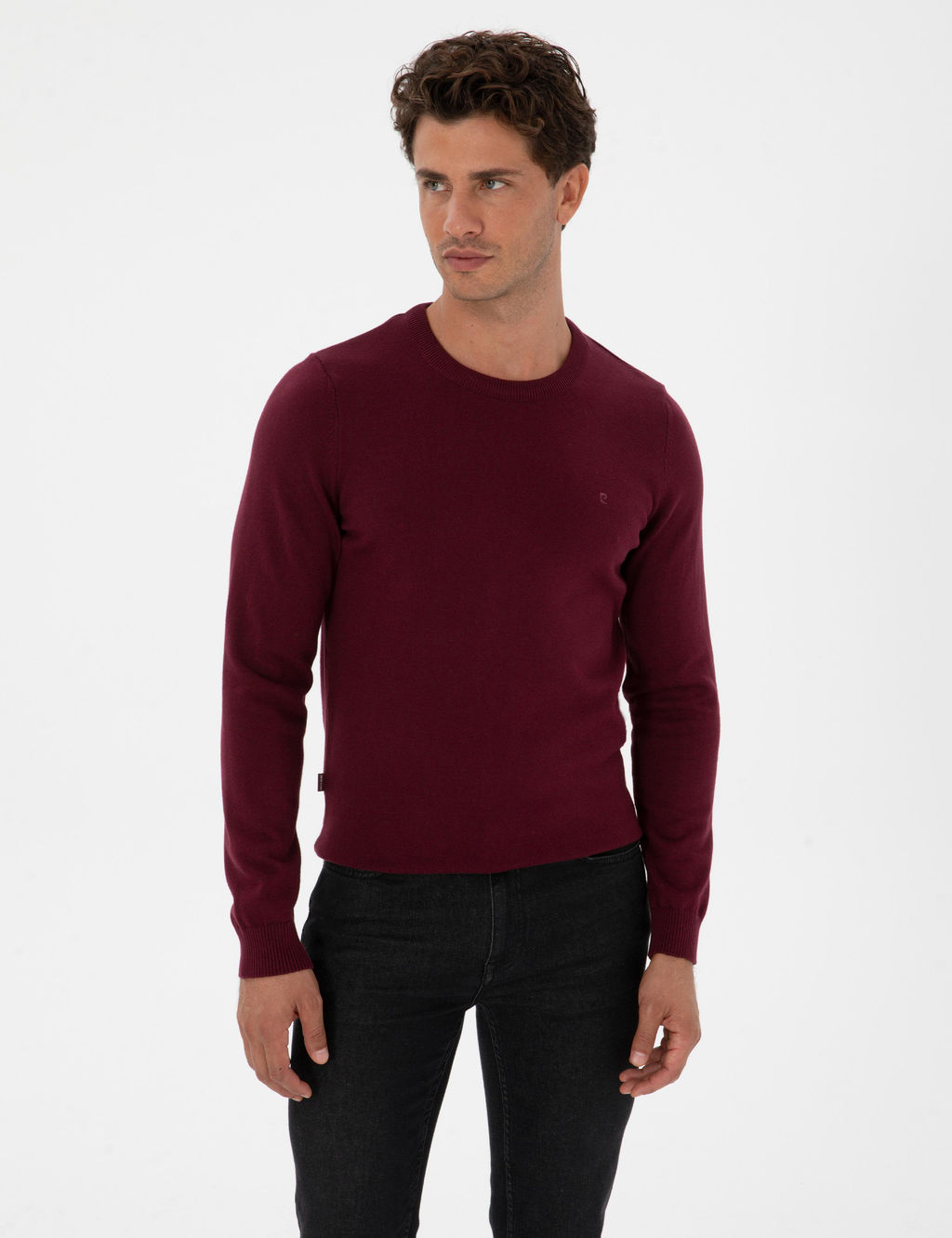 Mor Slim Fit Bisiklet Yaka Basic Triko Kazak