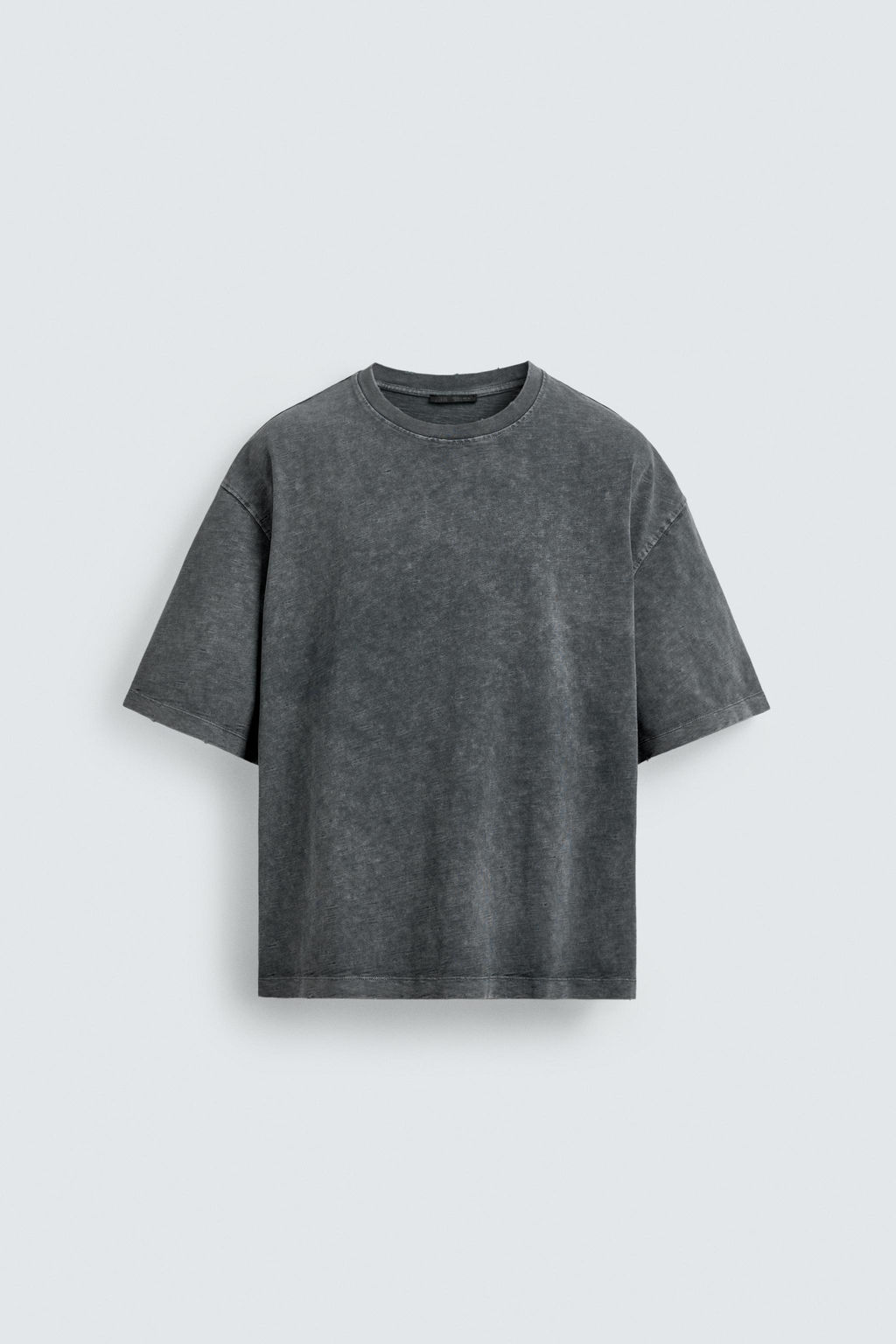 CAMISETA RELAXED FIT ESTRUCTURA FLAM? LAVADO / Antracita oscuro - Zara фото 7