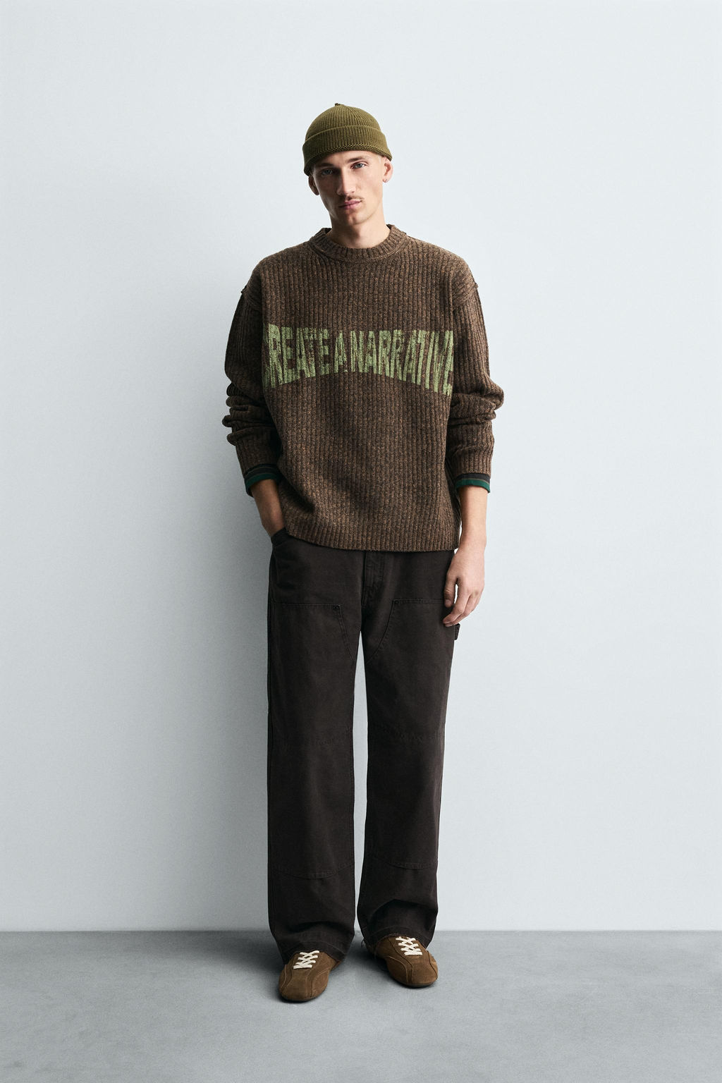 RIBBED SLOGAN SWEATER