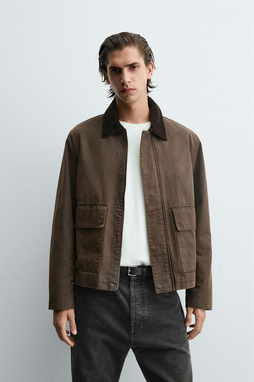 CONTRAST WAXED-EFFECT JACKET - Zara фото 2