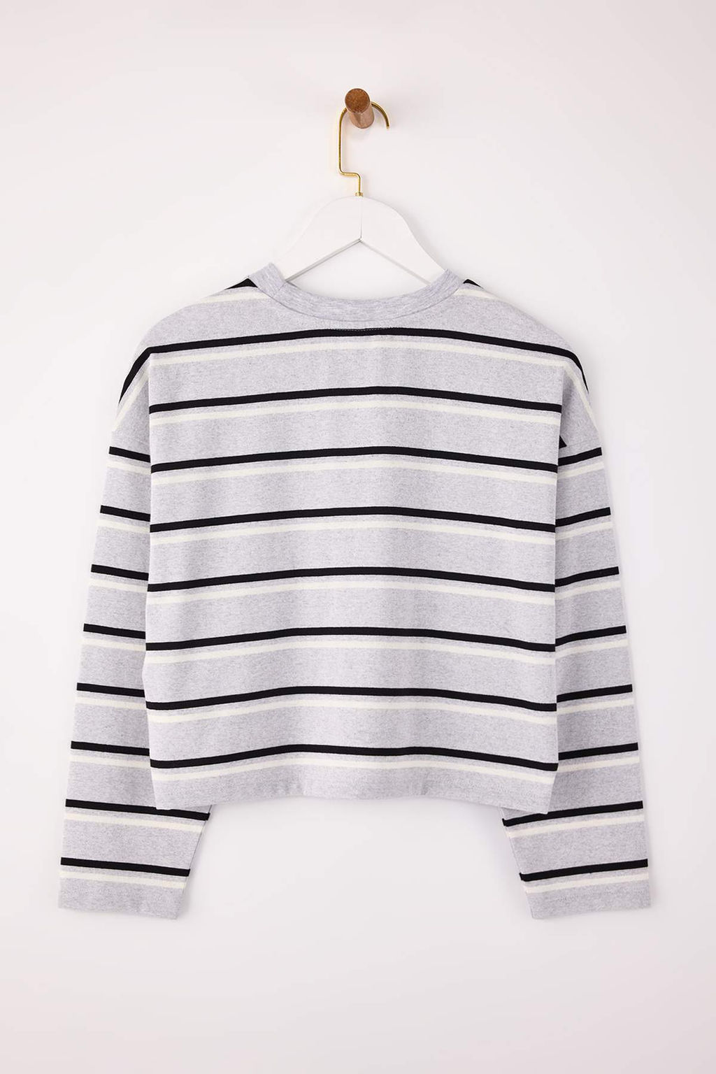 Bordo Cizgili Relaxed/Rahat Kal?p Dusuk Kol Uzun Kollu Tok %100 Pamuk Orme T-Shirt TWOSS26TS00019 - Trendyolmilla фото 4