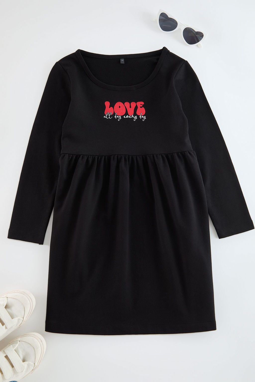 Pembe K?z Cocuk Midi Kurdele Desenli Pamuklu Orme Elbise TKDAW25EL00008 - Trendyolmilla фото 5