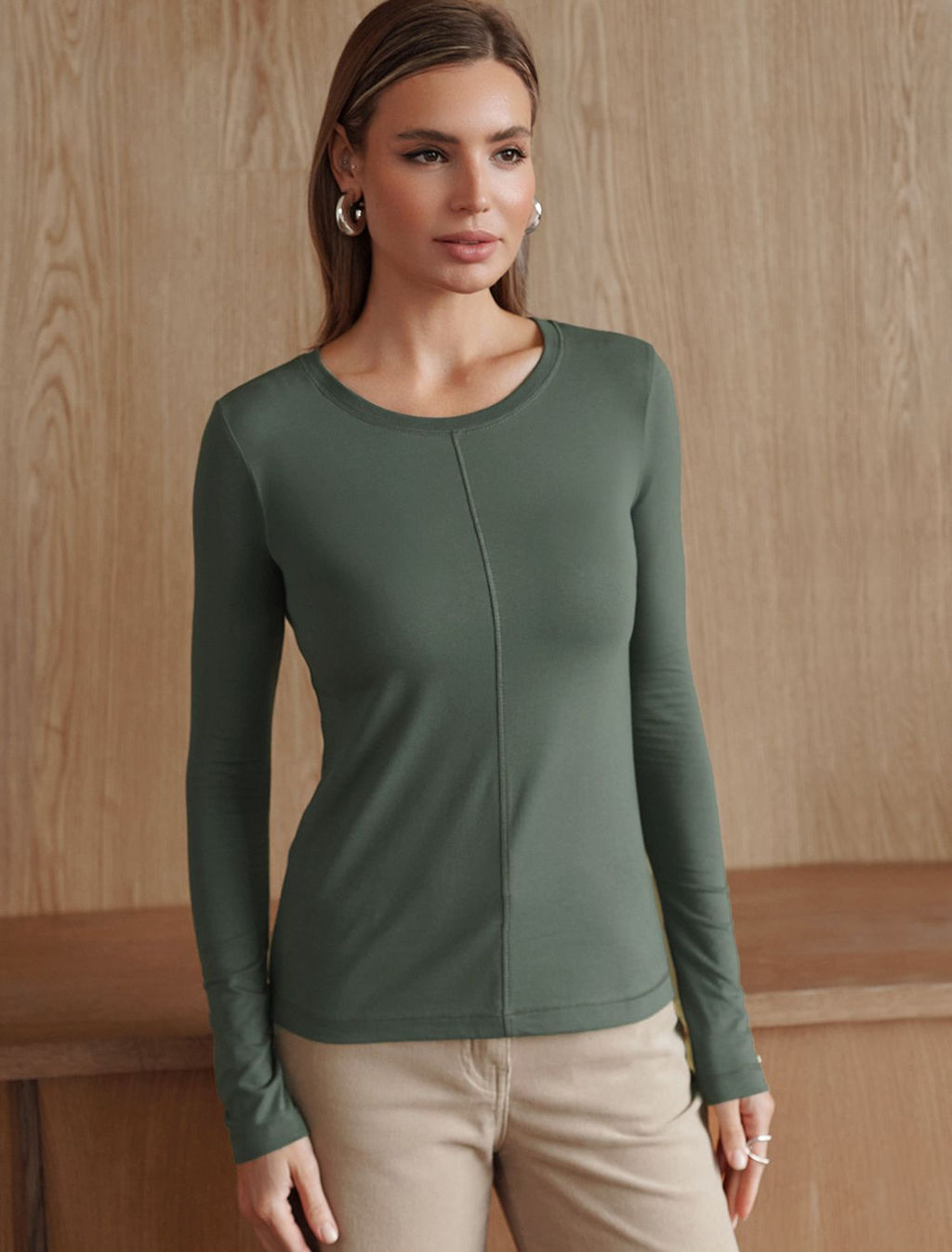 Лонгслив из премиального хлопка с эластаном