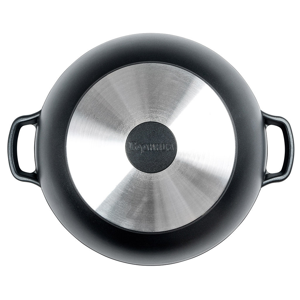 Казан с антипригарным покрытием 4л, д28см Классик, h10см, s0,4см, литые ручки, стеклянная крышка с пароотводом, подарочная упаковка (Россия) - Домашняя мода фото 5