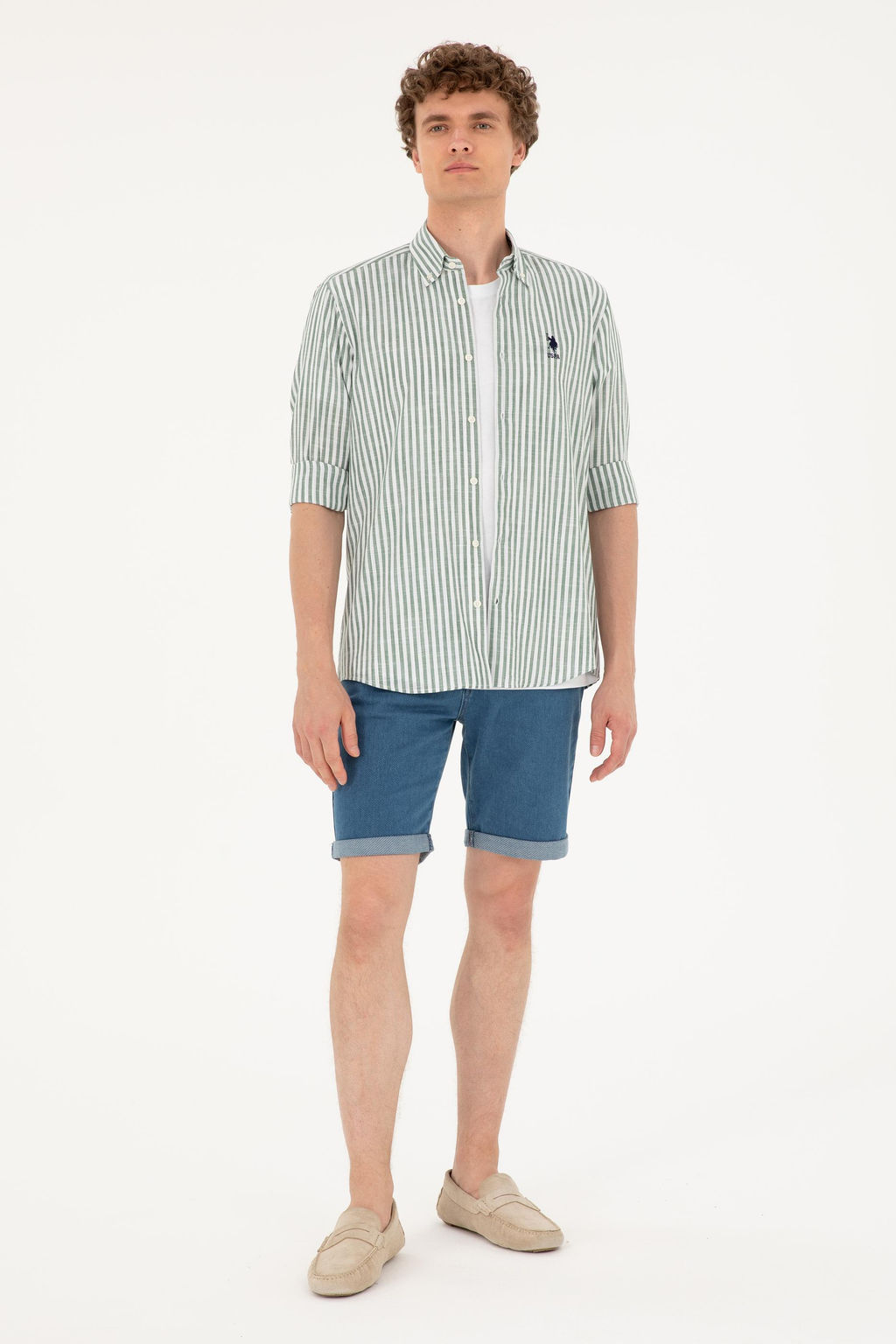 U. S. Polo Assn / Мужская рубашка цвета хаки с длинным рукавом - U.s. polo assn фото 11