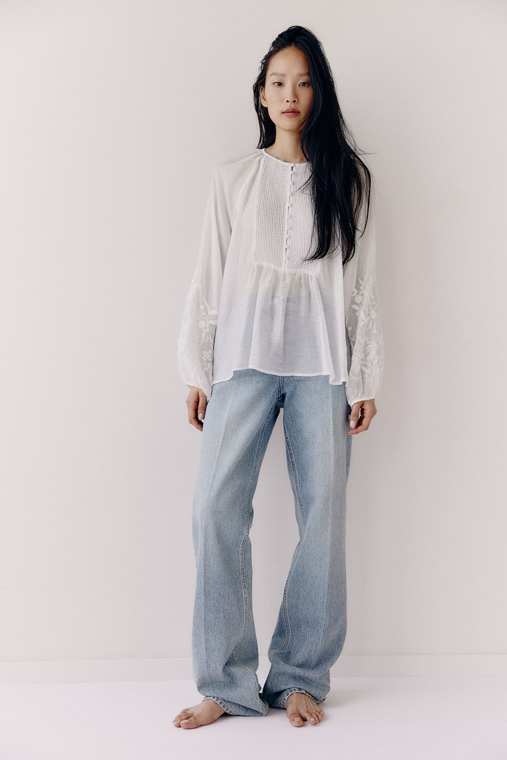 Blusa con mangas globo - H&m фото 3