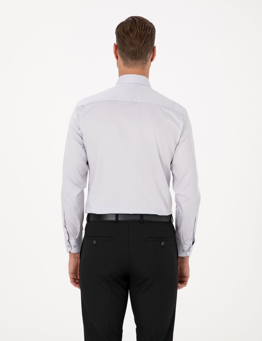 Gri %100 Pamuk Slim Fit Uzun Kollu Basic G_mlek