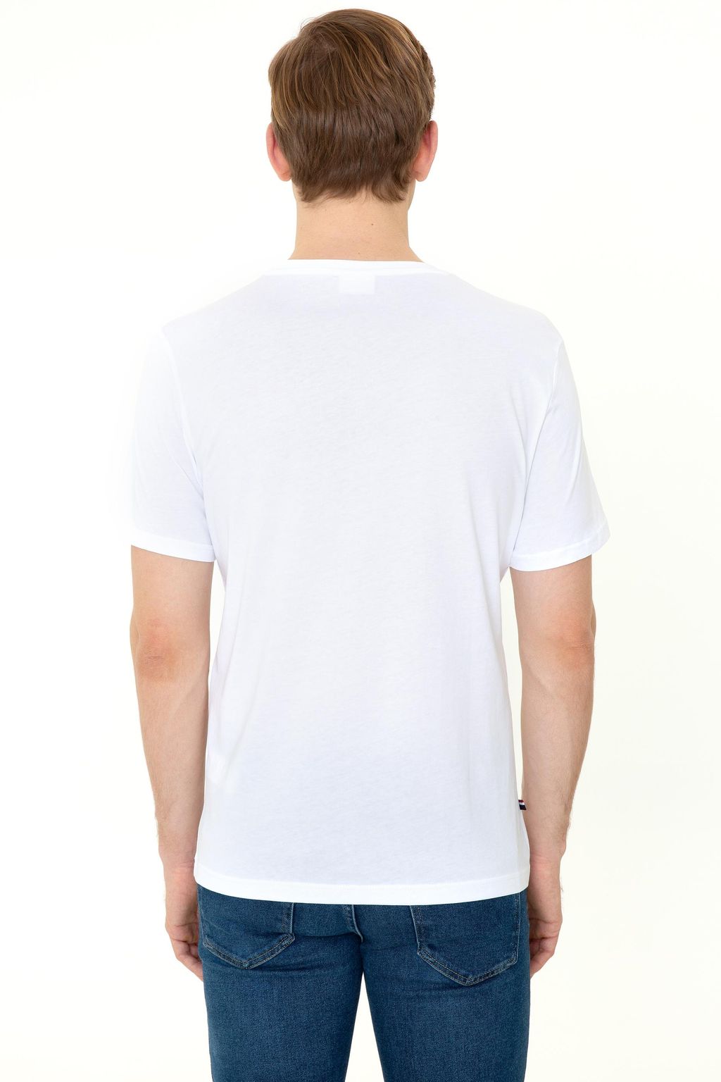 Мужская белая футболка с круглым вырезом Basic - U.s. polo assn фото 5