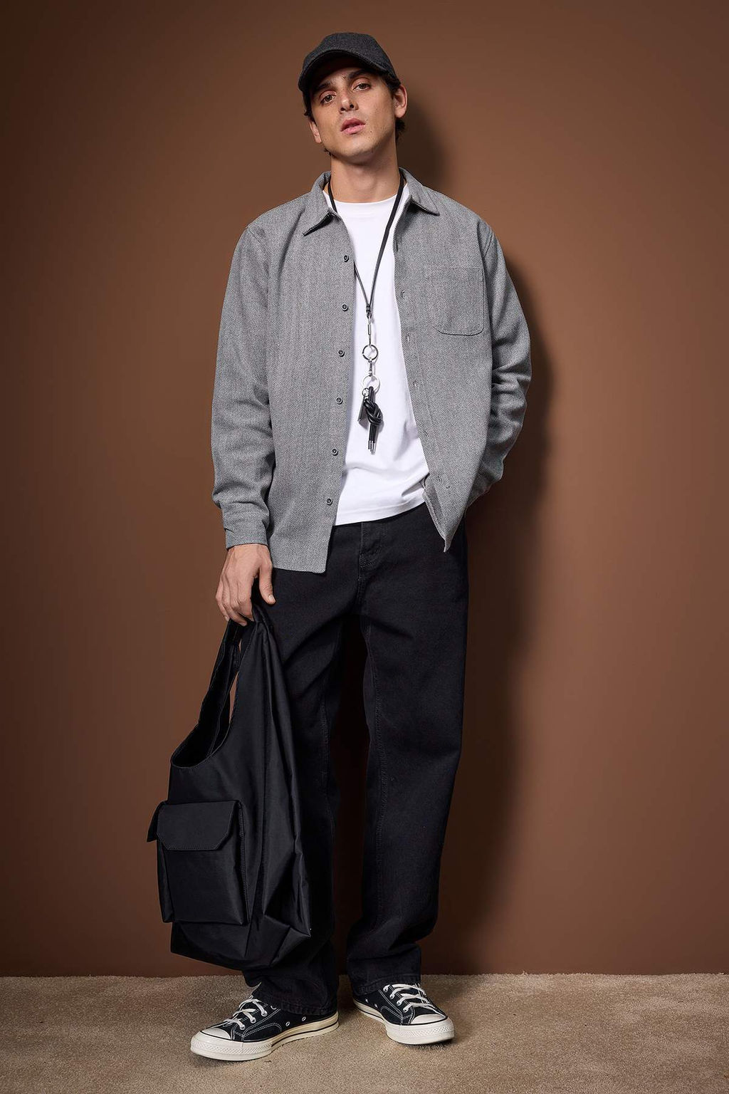 Siyah Regular Erkek Gomlek TMNAW26GO00029