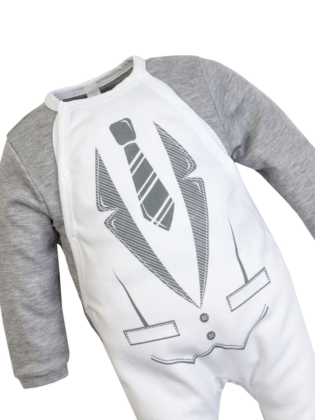 Комбинезон ясельный серыйбелый с галстуком