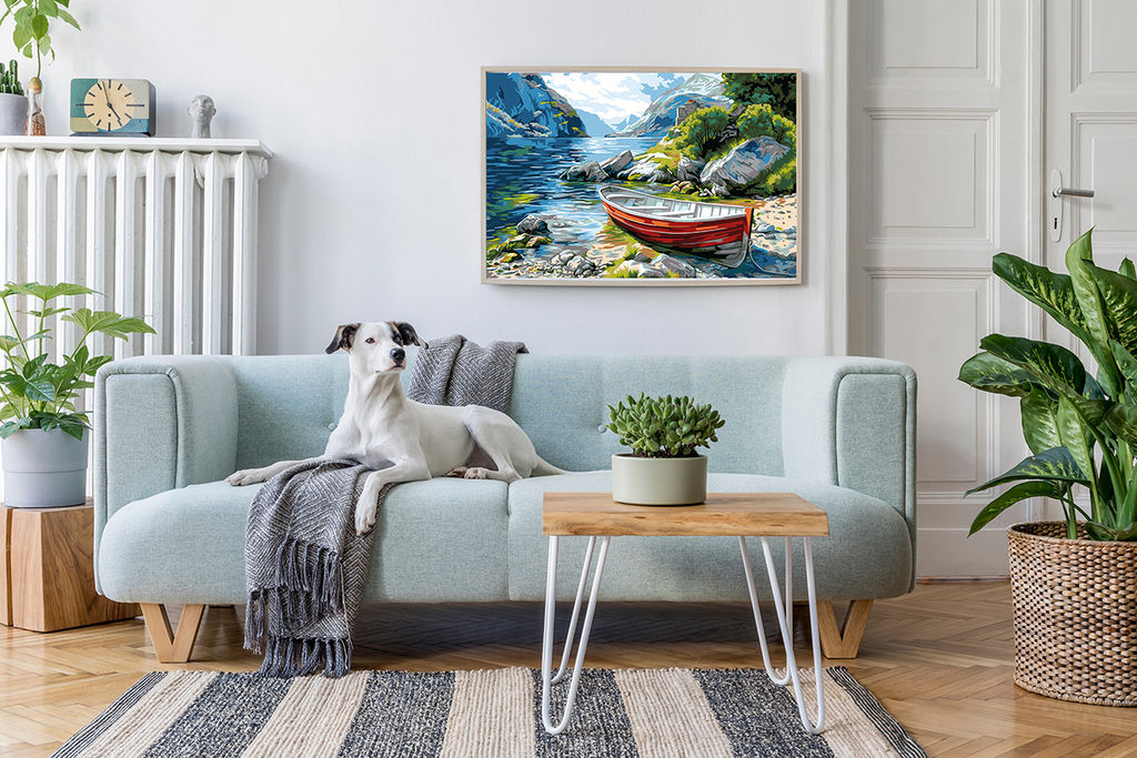 ФРЕЯ PNB/PL-350 Набор для раскрашивания по номерам 50 х 40 см Лодка у тихого берега