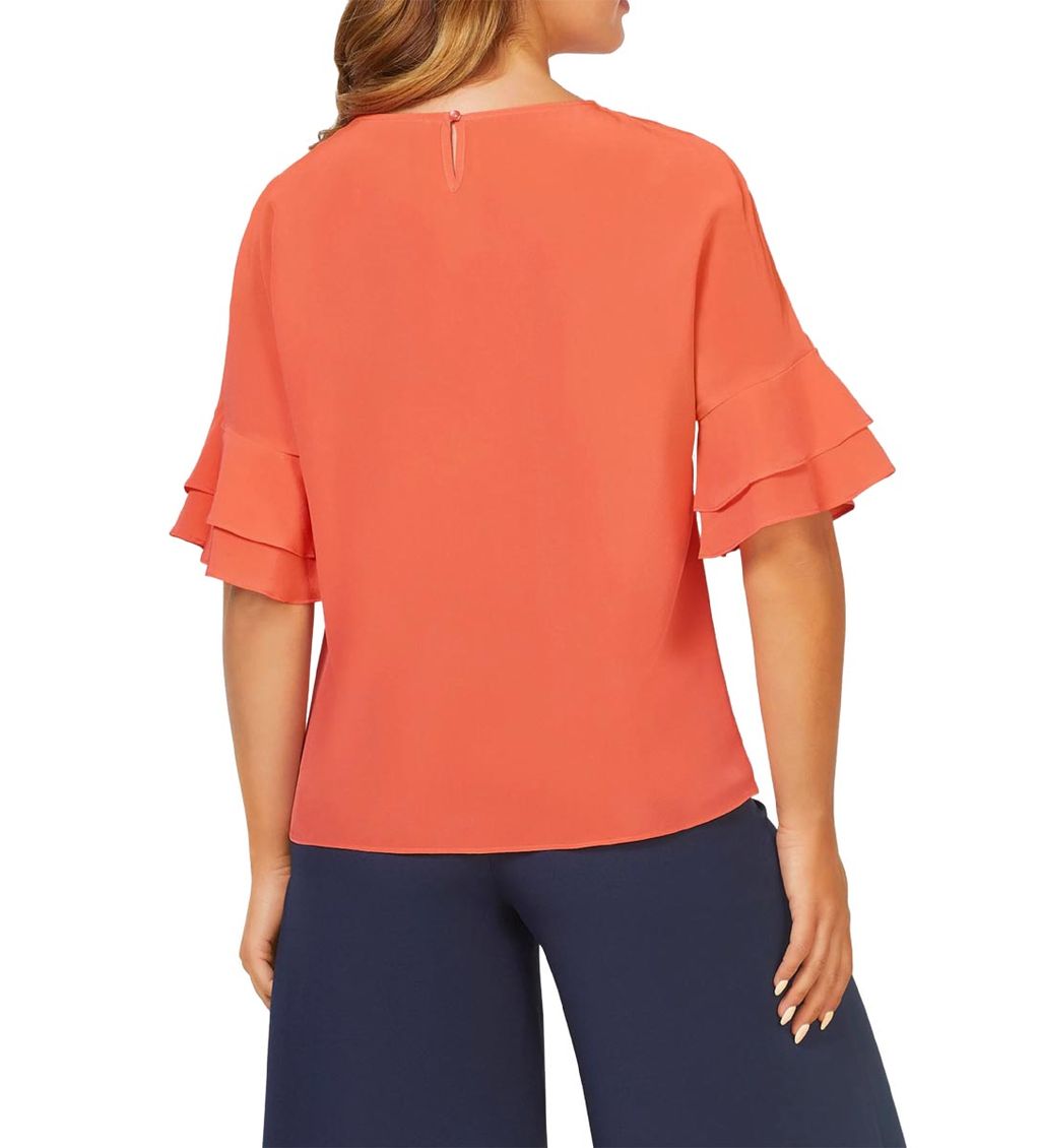 Блузка шелковая, коралловая