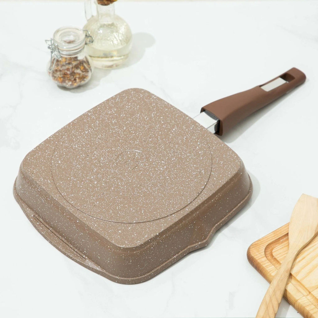 Сковорода-гриль квадр.24*24 АП Гранит brown со съемной ручкой и стекл. крышкой арт.С064806 /Мечта/  фото 20