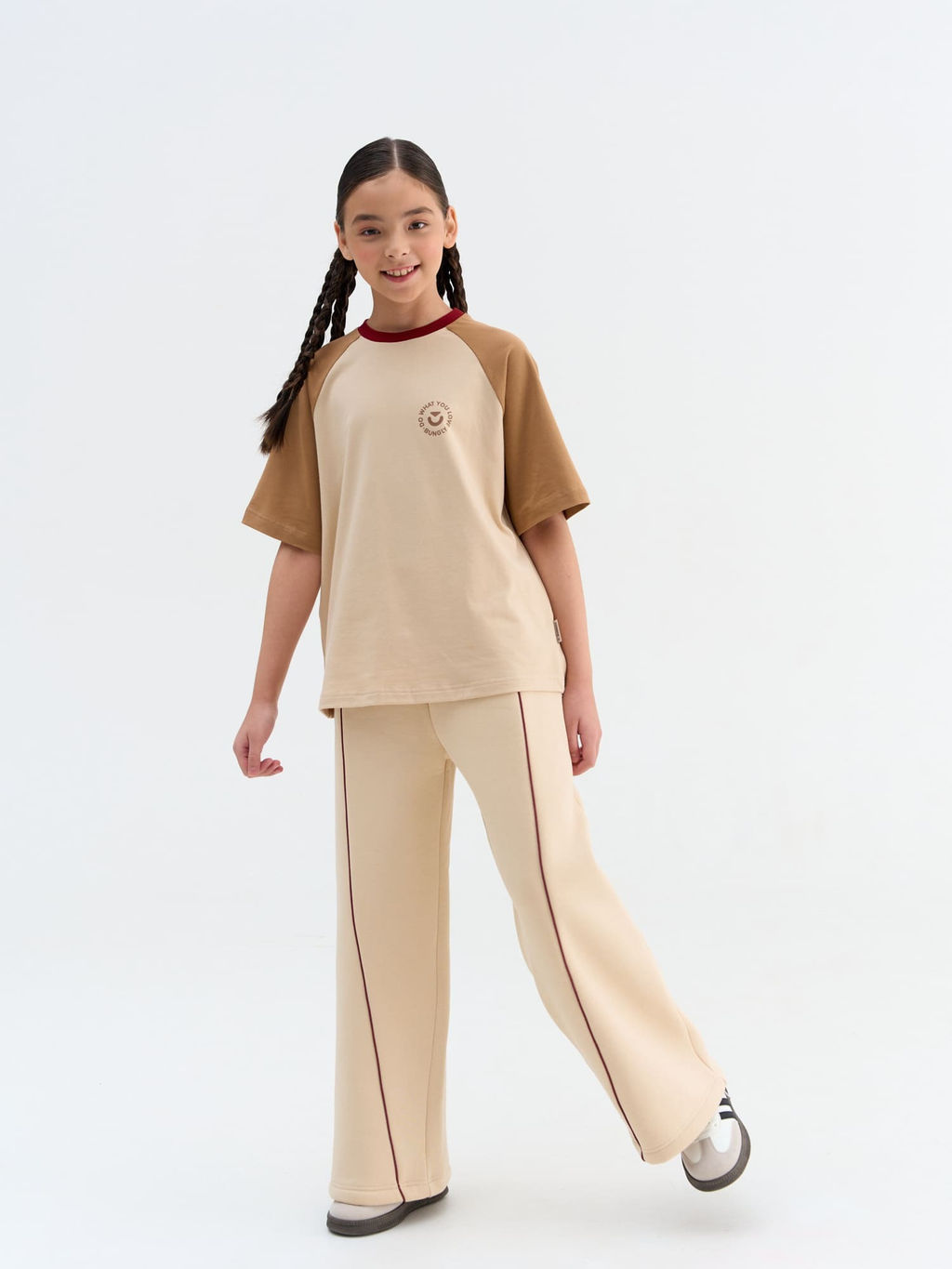 Футболка оверсайз Колор блок Крем-брюле 7+ - Bungly фото 6