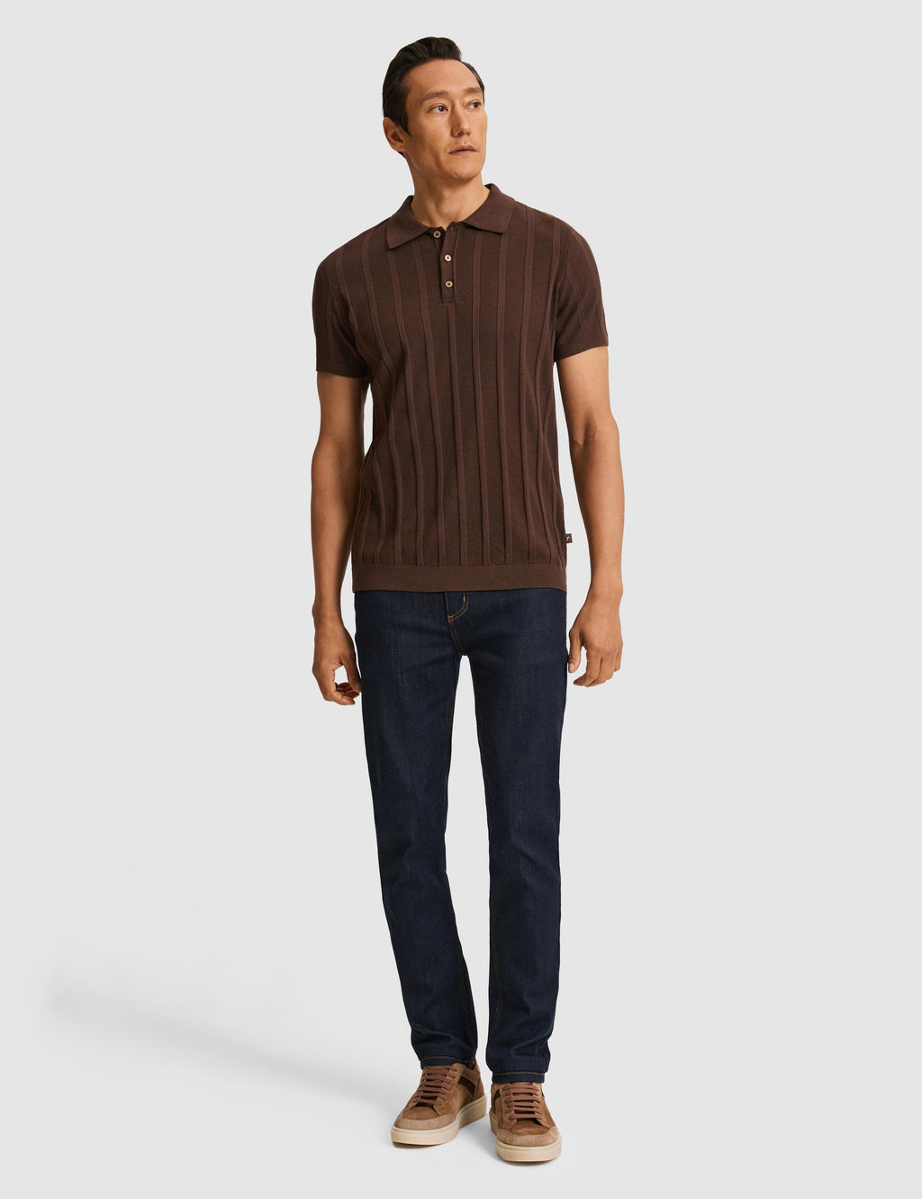 Kahverengi Slim Fit Pamuk Kar___ml_ Polo Yaka Triko T-shirt