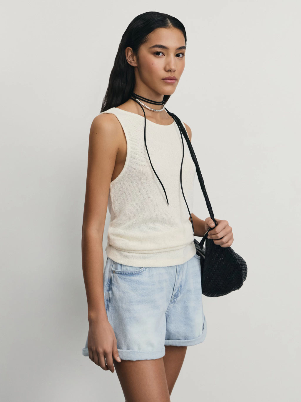 Джинсовые шорты baggy с резинкой в поясе / Zarina  фото 2