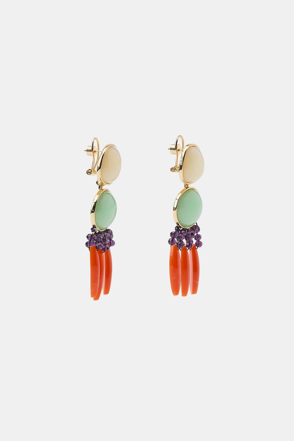 DOUBLE RESIN BEAD EARRINGS - Zara фото 4