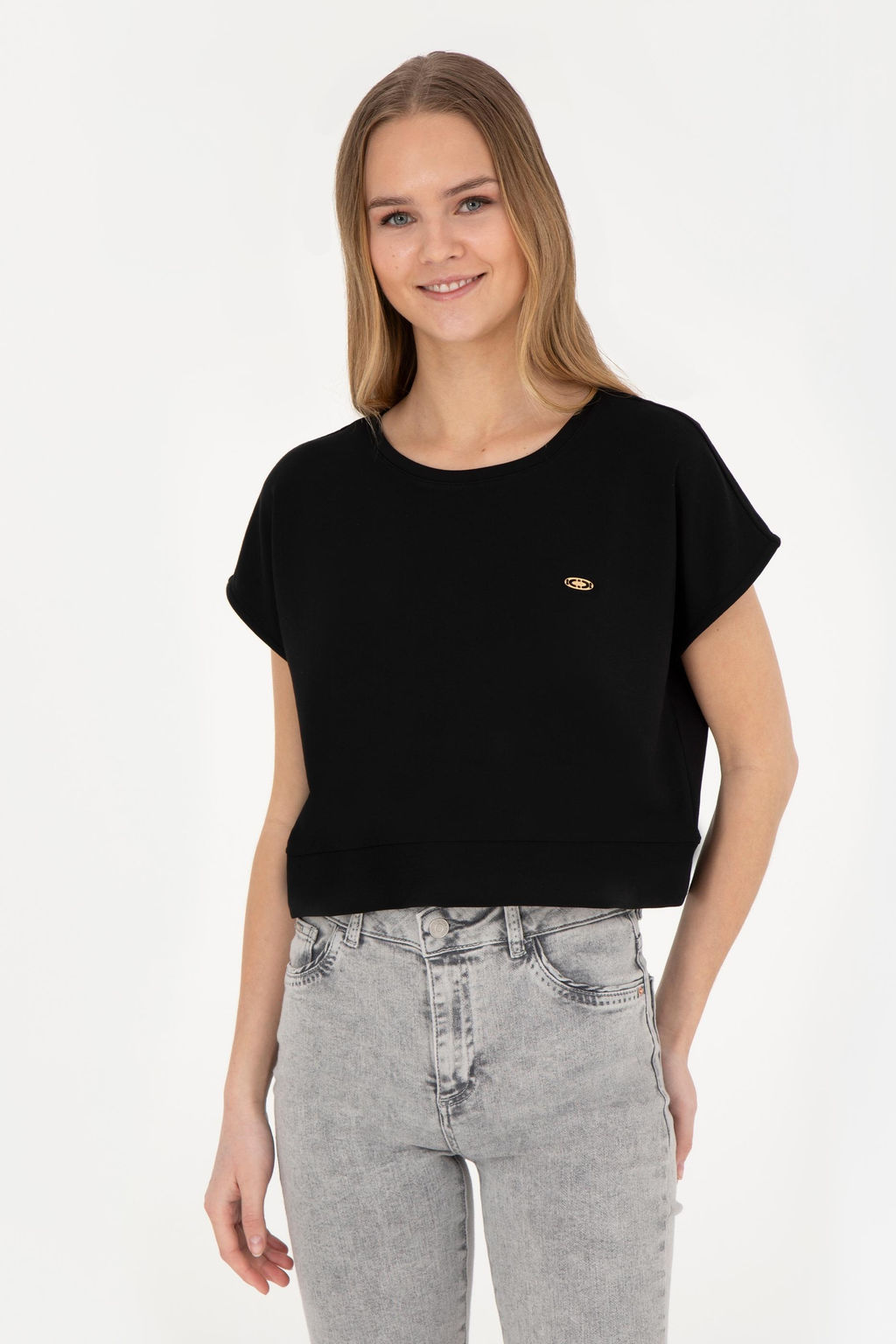 Женская черная футболка с круглым вырезом - U.s. polo assn фото 10