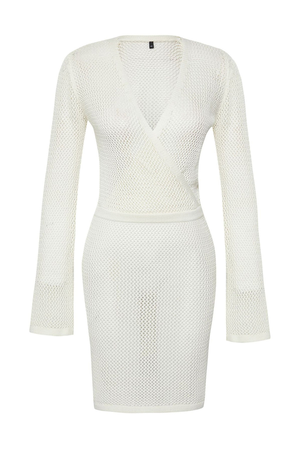 TRENDYOLMILLA Beyaz Mini Triko Triko Plaj Elbisesi TBESS25EL00004  фото 6