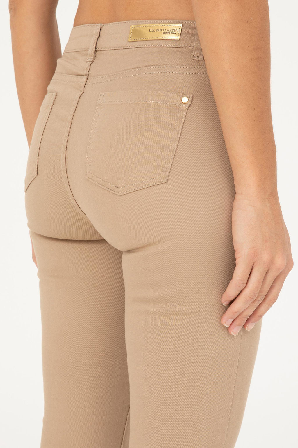 Женские брюки песочного цвета из парусины - U.s. polo assn фото 6