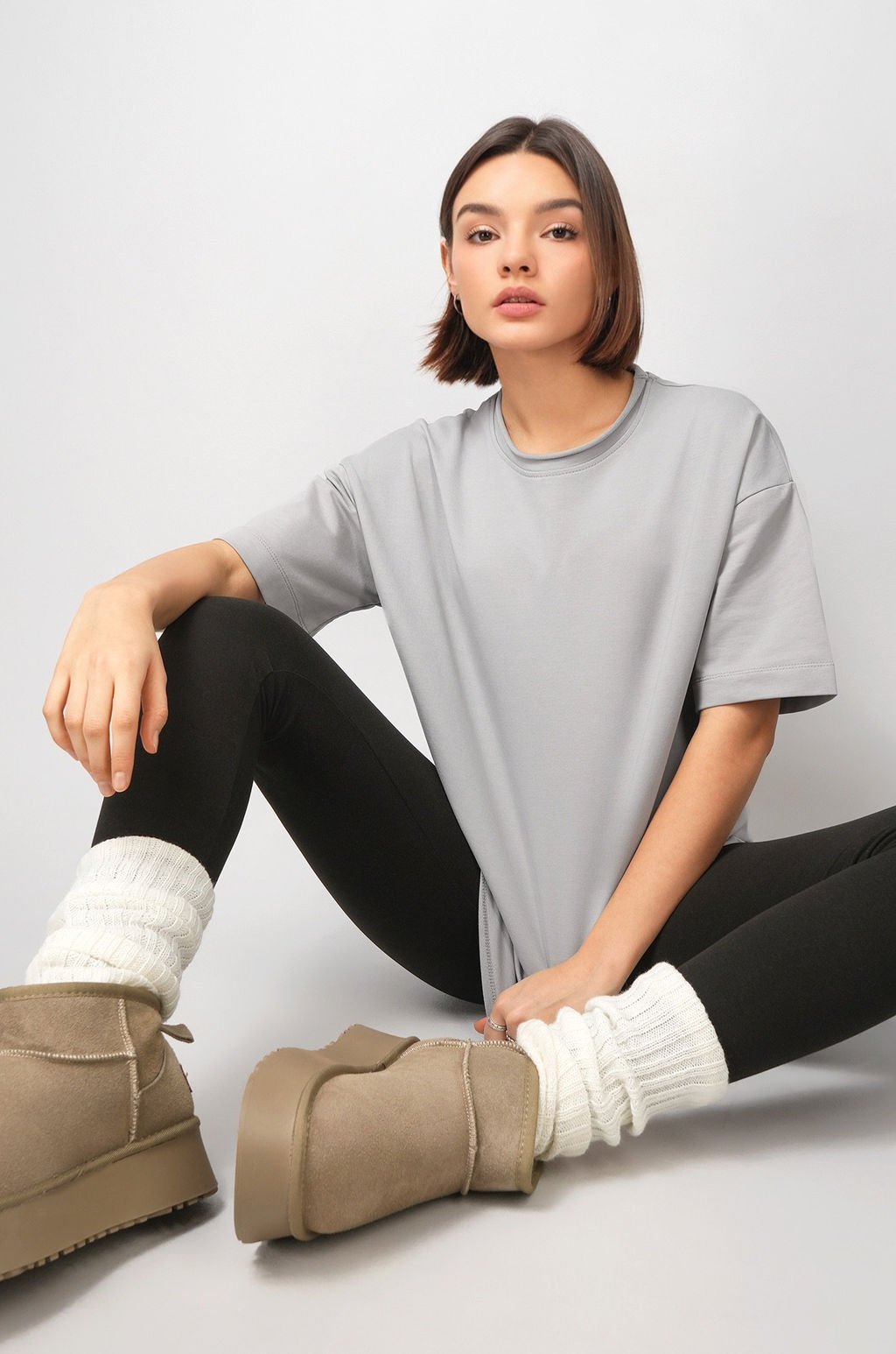 Женская футболка оверсайз из футера двухнитки Happyfox