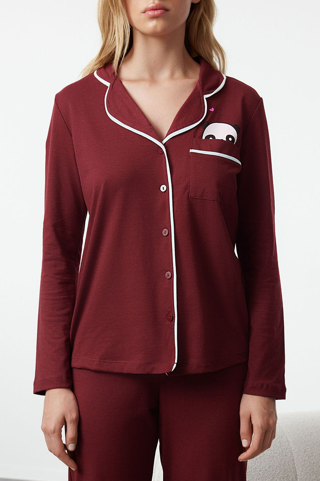 Trendyolmilla Lila Pamuklu Panda Bask?l? Orme Pijama Tak?m? THMAW21PT0245  фото 25