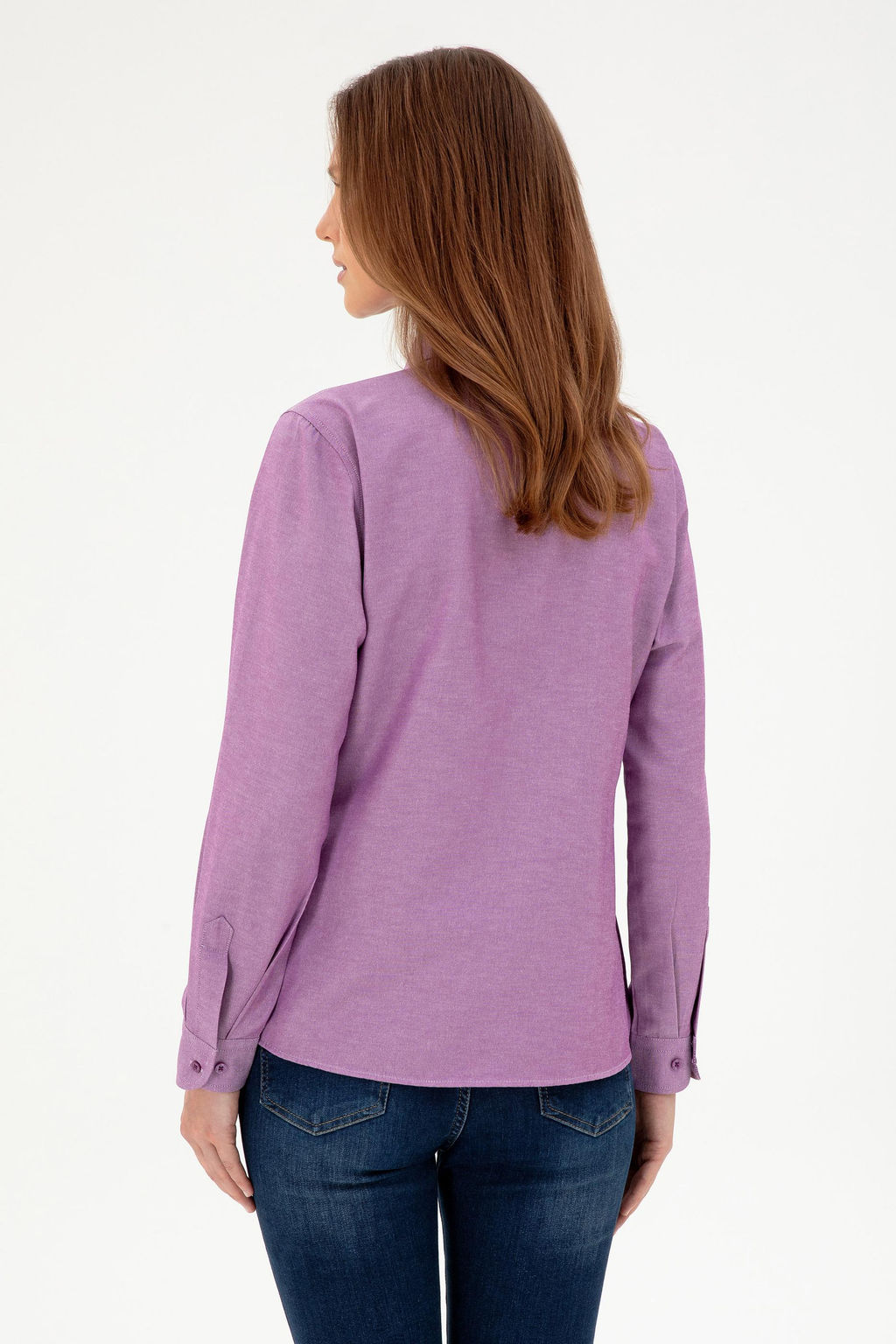 Женская фиолетовая базовая рубашка с длинным рукавом Неожиданная скидка в корзине - U.s. polo assn фото 5