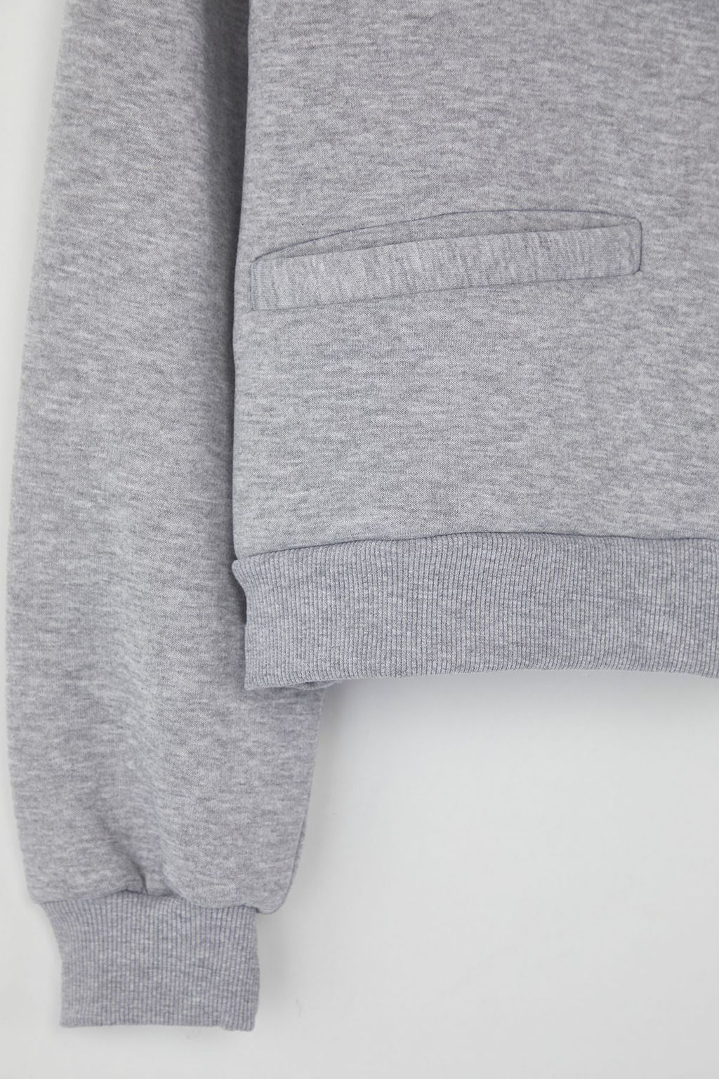 Gri Melanj Regular/Normal Kal?p Fermuarl? Dik Yaka Kal?n Ici Polarl? Orme Sweatshirt TWOAW26SW00017