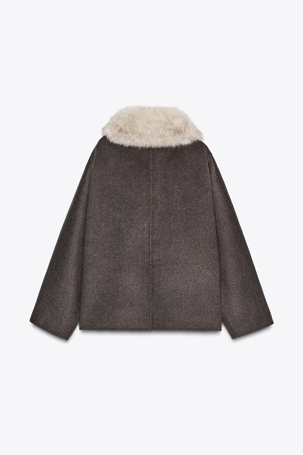 ABRIGO CUELLO EFECTO PELO CON LANA ZW COLLECTION / Crudo / Beige - Zara фото 5