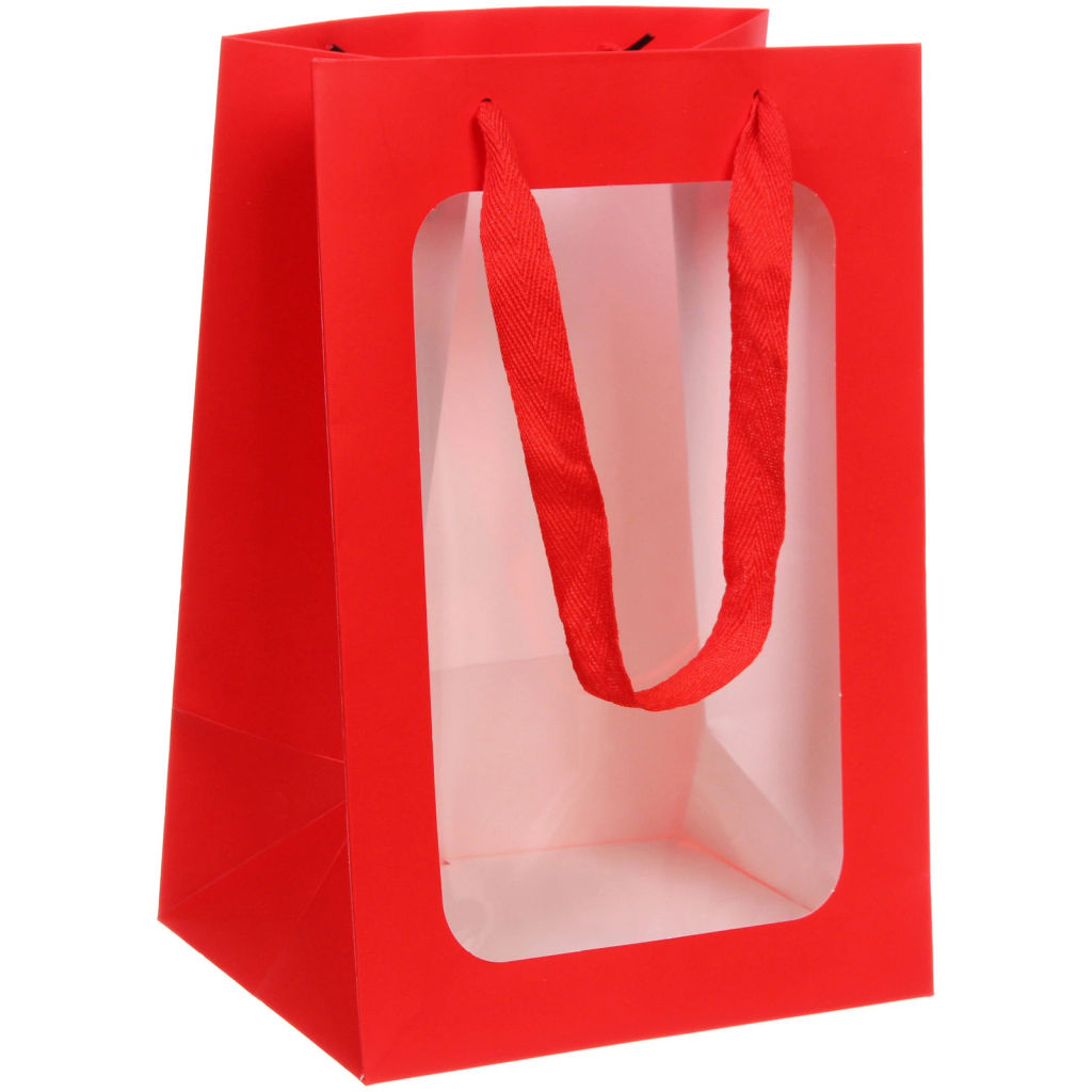 Пакет для цветов и подарков"Искренний подарок" 20*16*30 см, Красный
