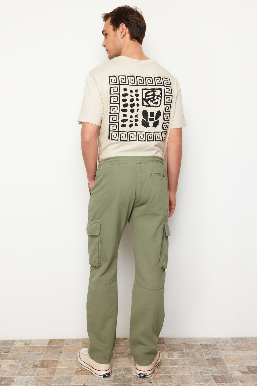 TRENDYOL MAN Ac?k Haki Unisex Regular Fit Lastikli Beli Baglamal? Kargo Cepli Pantolon TMNSS24PL00003 - Trendyolmilla фото 16