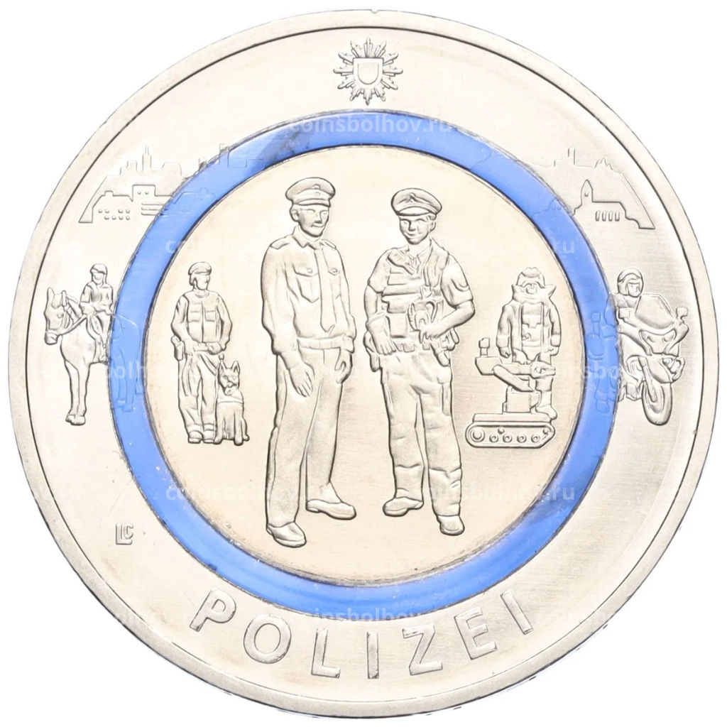 Монета 10 евро 2024 года F Германия На службе общества Полиция