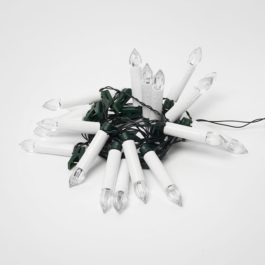 ULD-S0400-020/SGA WARM WHITE IP20 CANDLES Гирлянда светодиодная Свечки, 4м. 20 светодиодов. Теплый белый свет. Постоянное свечение. Провод зеленый. ТМ Uniel