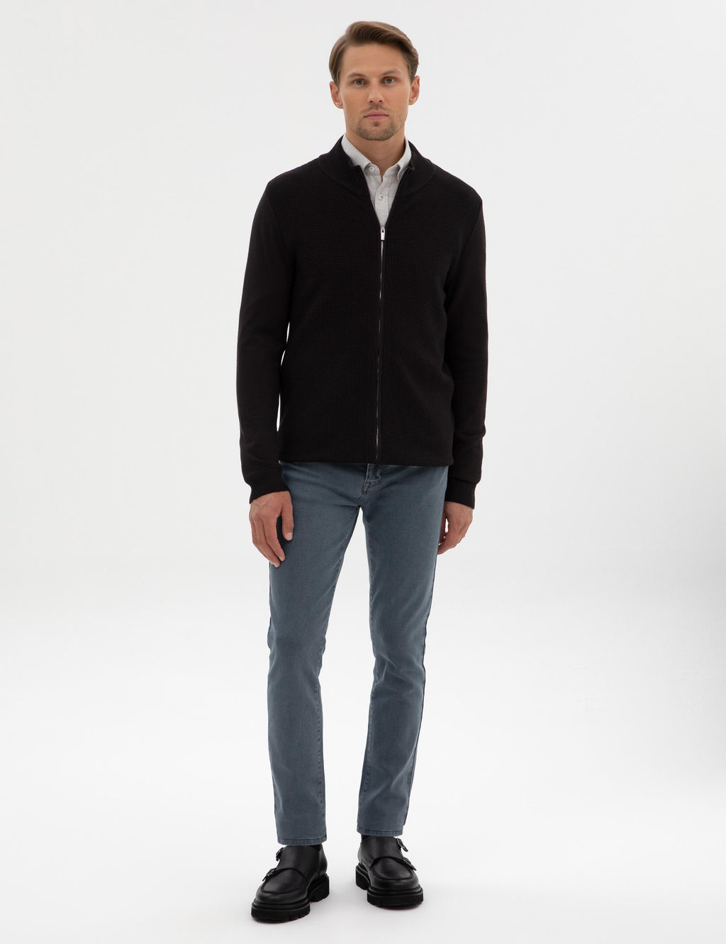 Siyah Slim Fit Fermuarl_ Triko H_rka - Pierre cardin фото 4