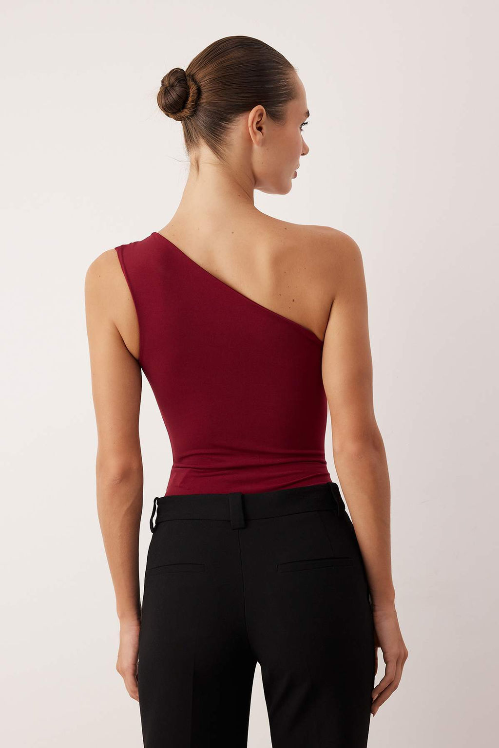 Bordo Asimetrik Yaka Alt?n Aksesuarl? Orme Party Y?lbas? Body TPRAW26BD00006