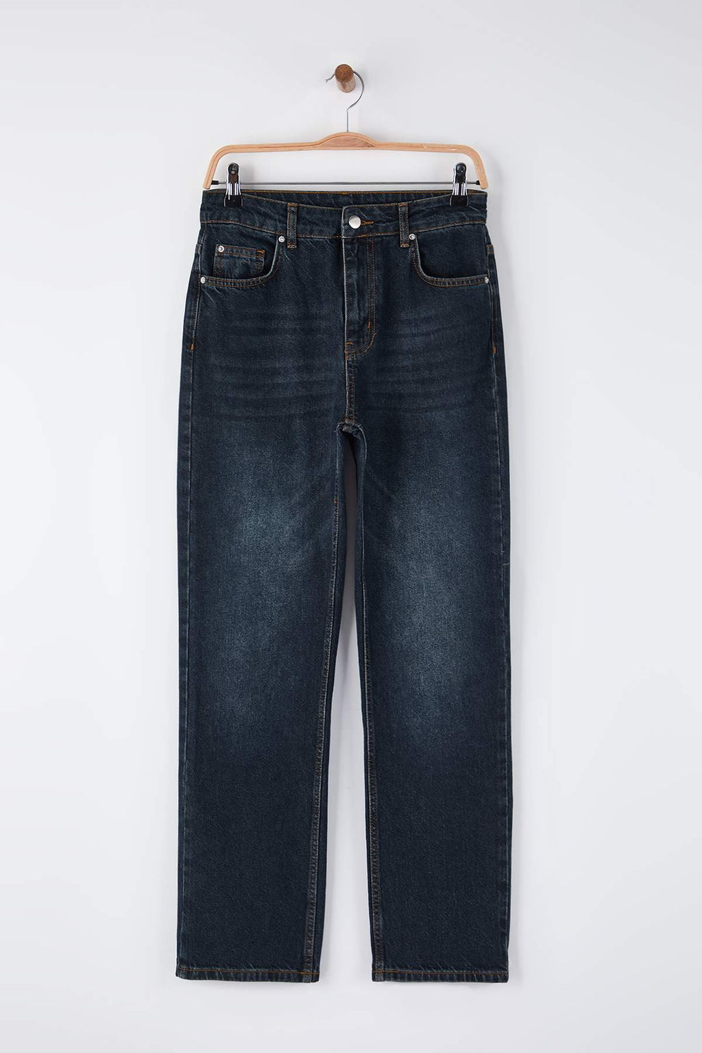 Ac?k Mavi Yuksek Bel Straight Jeans TWOAW26JE00182 - Trendyolmilla фото 9