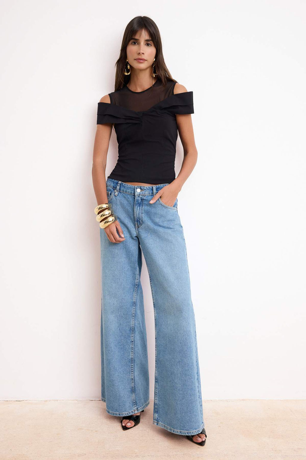 Siyah Tul ve Buzgu Detayl? Bisiklet Yaka Dokuma Bluz TPRSS26BZ00048 - Trendyolmilla фото 2