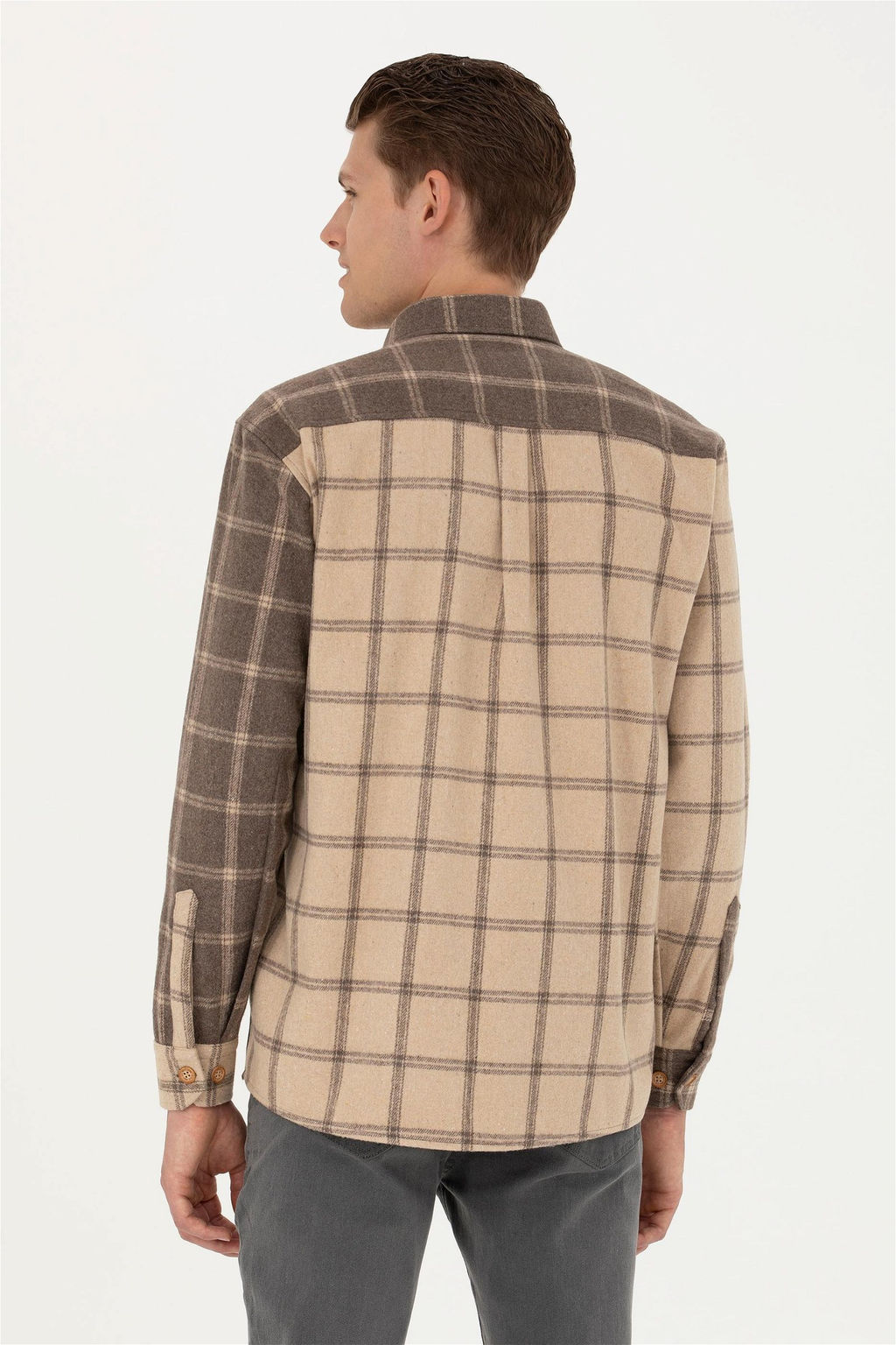 Мужская рубашка светло-хаки с длинным рукавом - U.s. polo assn фото 4