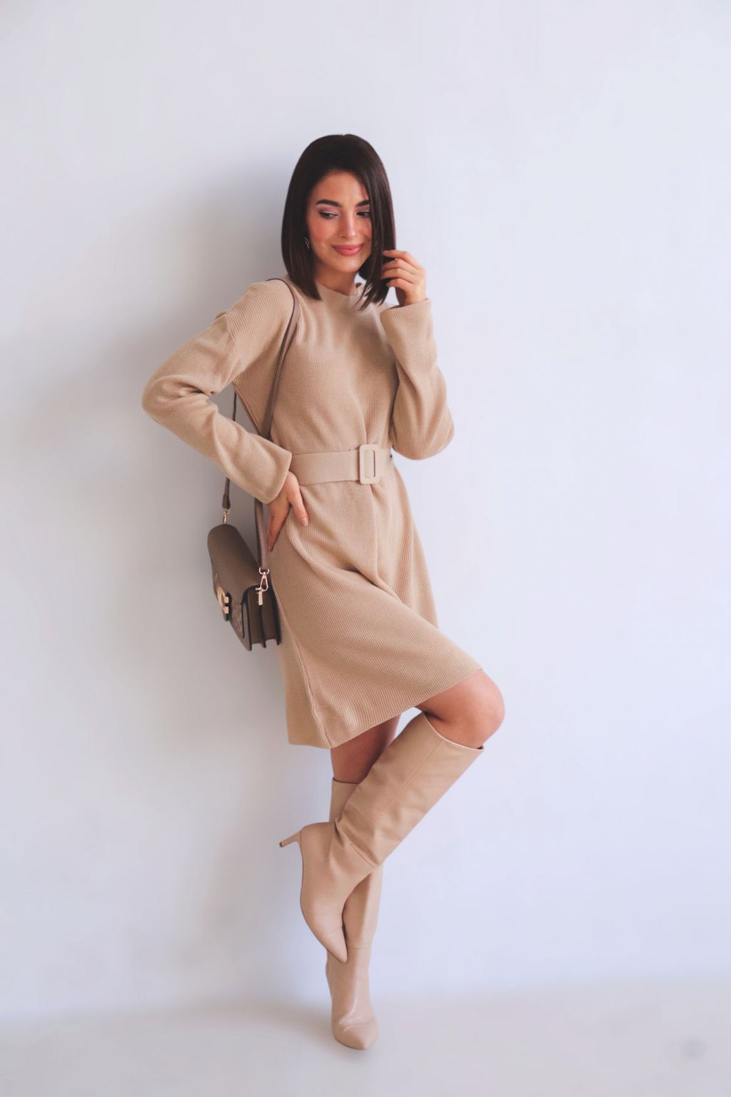 Martichelli Платье вязаное бежевое  фото 2