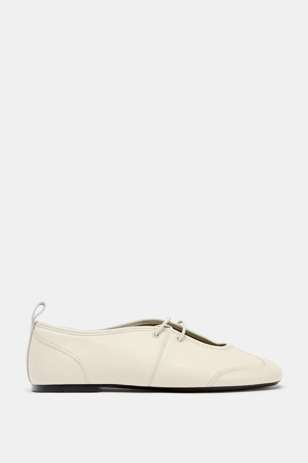 LEATHER TOPSTITCHED BALLERINAS - Zara фото 7
