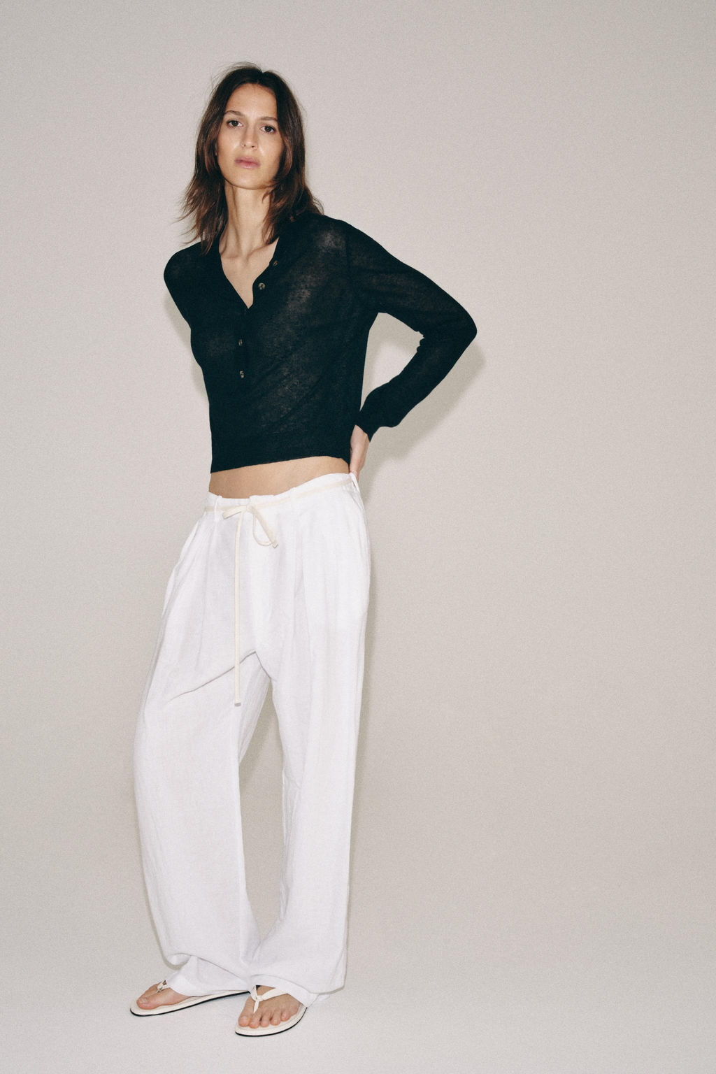 PANTAL?N CON LINO ZW COLLECTION / Blanco - Zara фото 4