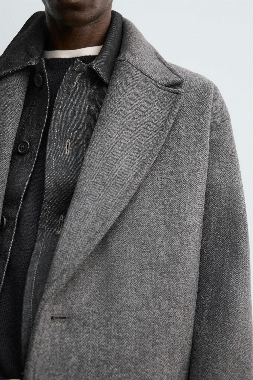 WOOL HERRINGBONE TEXTURED COAT - Zara фото 5