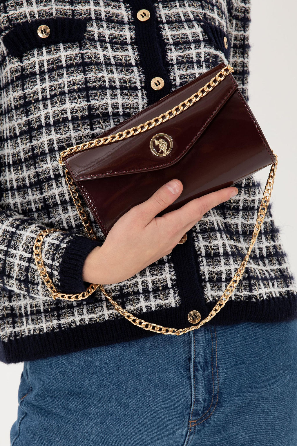 Женская бордово-красная сумка из лакированной кожи - U.s. polo assn фото 2