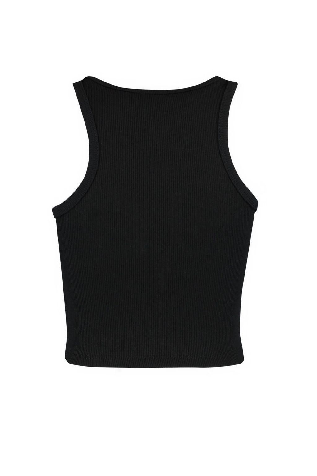 Siyah Fitted/Vucuda Oturan Super Crop Halter Yaka Fitilli Esnek Orme Atlet TWOSS21AL0050