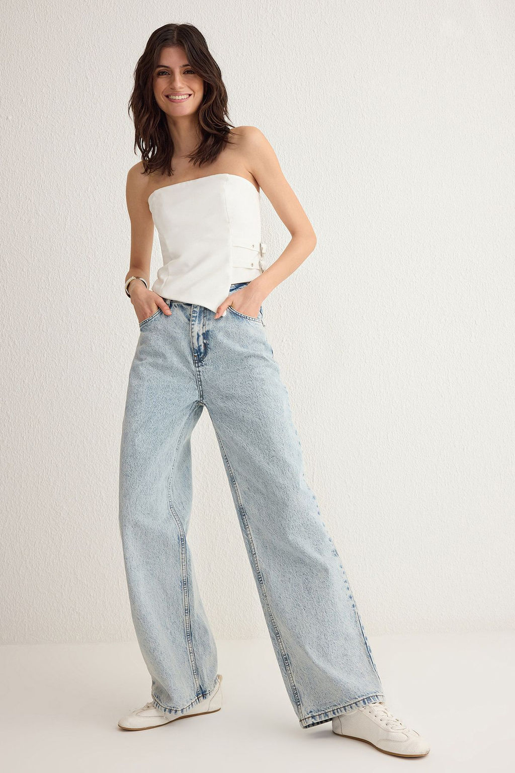 Ac?k Mavi Yuksek Bel Wide Leg Jeans TWOSS25JE00181