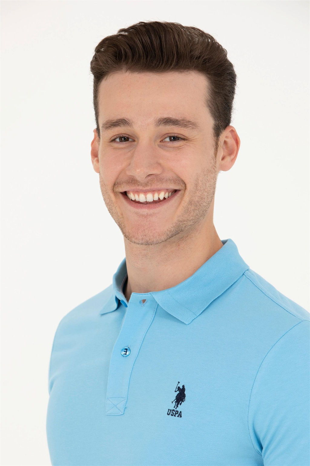 Мужская бирюзовая базовая футболка с воротником-поло - U.s. polo assn фото 2